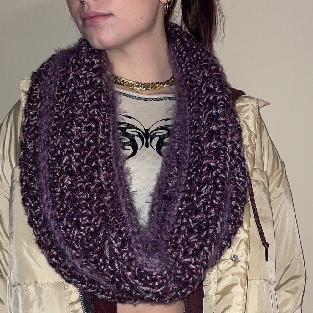 Hand knit infinity scarf💜